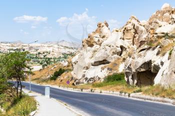 Travel to Turkey - road to Goreme town in Cappadocia in spring