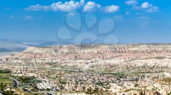 Travel to Turkey - view of valley in Nevsehir Province in Cappadocia in spring