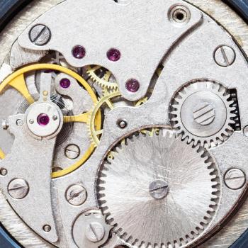 watchmaker workshop - gray clockwork of old mechanical watch