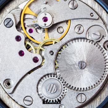 watchmaker workshop - steel clockwork of old mechanical watch