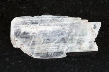 macro shooting of natural mineral rock specimen - raw crystal of Gypsum gemstone on dark granite background