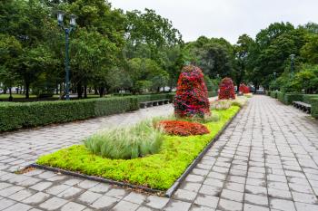 travel to Latvia - urban Esplanade park in center of Riga city in september