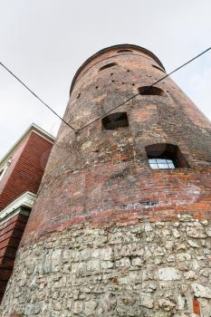 travel to Latvia - Powder Tower, the part of old town walls, in Riga city in september