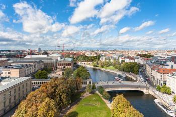 travel to Germany - Berlin cityscape with Museums at Museumsinsel and Spree River from Berliner Dom in september