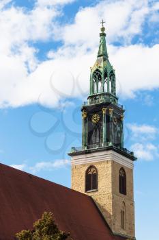 travel to Germany - tower of St. Mary's Church (Marienkirche) in Berlin city in september