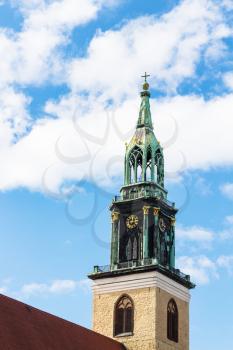 travel to Germany - belltower of St. Mary's Church (Marienkirche) in Berlin city in september