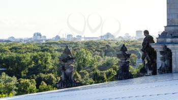 travel to Germany - old roof of Reichstag palace and Berlin skyline