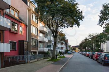 travel to Germany - residential quarter in Bremen city in september evening