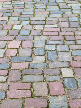 Travel to Germany - stone pavement on Deichstrasse street in Altstadt (Old Town) of Hamburg city in september