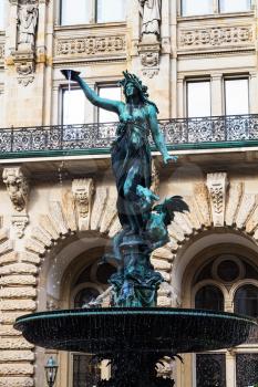 Travel to Germany - statue of Hygieia-Brunnen fountain near Hamburger Rathaus (Town Hall) in Hamburg city