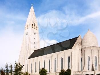 travel to Iceland - view of Hallgrimskirkja church in Reykjavik city in september