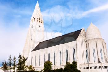 travel to Iceland - Hallgrimskirkja church (Church of Hallgrimur) in Reykjavik city in september