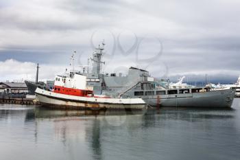 travel to Iceland - various ships in Reykjavik city port in autumn