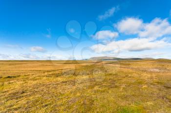 travel to Iceland - flat landscape in Iceland in sunny september day