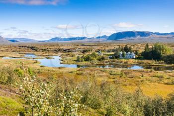 travel to Iceland - view of rift valley in Thingvellir national park in september
