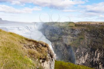 travel to Iceland - Gullfoss waterfall in canyon of Olfusa river in autumn