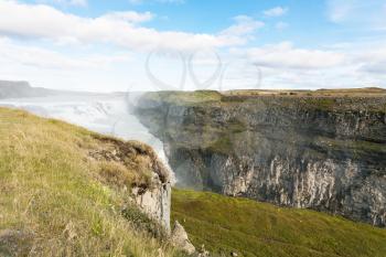 travel to Iceland - canyon of Olfusa river with Gullfoss waterfall in autumn