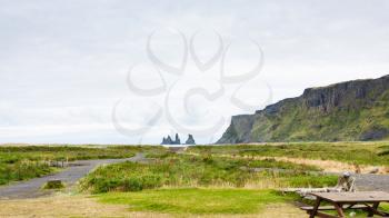 travel to Iceland - recreation area Vik I Myrdal village on Atlantic South Coast in Katla Geopark in september