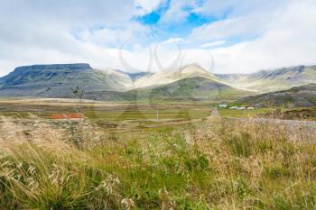 travel to Iceland - icelandic rural scenic near Skeggjastadir farm in september