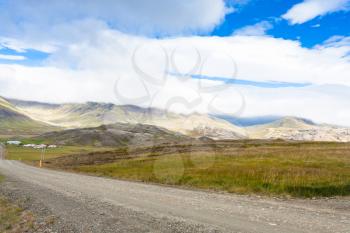 travel to Iceland - dirty road near Skeggjastadir farm in september