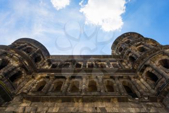 travel to Germany - wall of ancient roman city gate Porta Nigra (Black Gate) in Trier town