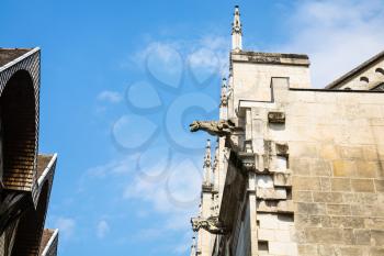 travel to France - gargoyle on facade of church Eglise Saint-Jean-au-Marche a Troyes on street Rue Mole