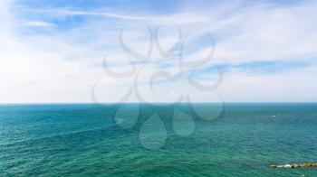 travel to France - panoramic view of English channel from Cap Gris-Nez in Cote d'Opale district in Pas-de-Calais region of France in summer day