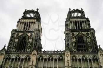 travel to France - towers of Catheral (Basilique Cathedrale Sainte-Croix d'Orleans) in Orleans city