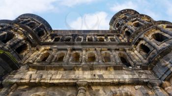 travel to Germany - wall of ancient roman monument Porta Nigra (Black Gate) in Trier town