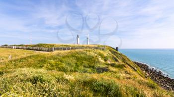 travel to France - lighthouse on Cap Gris-Nez of English channel in Cote d'Opale district in Pas-de-Calais region of France in summer day