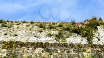 travel to France - ancient wall of fortified city around old town of Boulogne-sur-Mer in summer morning