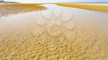 travel to France - yellow sand beach of Le Touquet in low tide (Le Touquet-Paris-Plage) on coast of English Channel