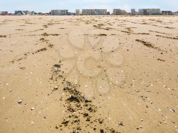 travel to France - sand beach of Le Touquet with apartment houses (Le Touquet-Paris-Plage) on coast of English Channel
