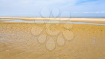 travel to France - panoramic view of yellow sand beach of Le Touquet (Le Touquet-Paris-Plage) on coast of English Channel