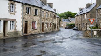 travel in France - Hent Sant Gonery street in Plougrescant town of the Cotes-d'Armor department in Brittany in summer
