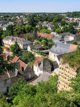 travel to France - above view of Amboise town in Val de Loire region in sunny summer day