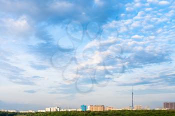 summer afternoon sky with clouds over district of Moscow city