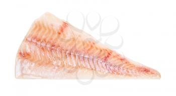 raw frozen fillet of cod fish isolated on white background