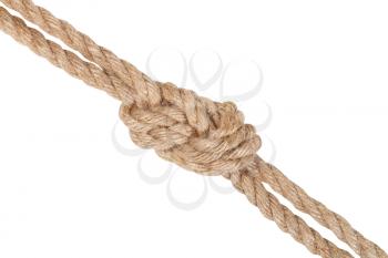 figure eight bend joining two ropes isolated on white background
