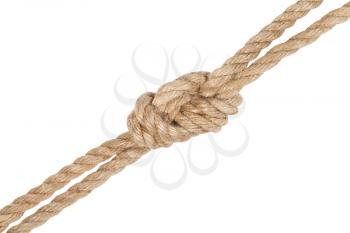 another side of figure eight bend joining two ropes isolated on white background