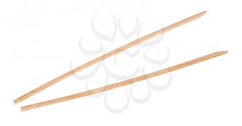 disposable brown wooden chopsticks isolated on white background