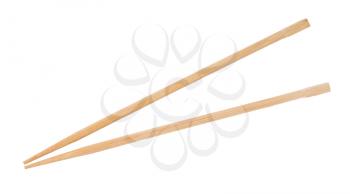 disposable beech wooden chopsticks isolated on white background