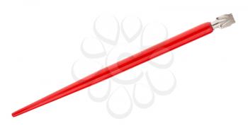 dip pen with wide nib and red pen holder isolated on white background
