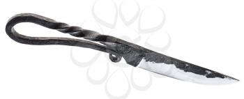 handmade forged knife Kuyabrik ( blacksmith knife) isolated on white background