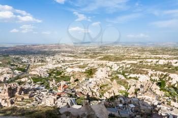 Travel to Turkey - Uchisar town and valley in Nevsehir Province in Cappadocia in spring
