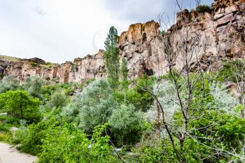 Travel to Turkey - path along Melendiz stream in Ihlara Valley of Aksaray Province in Cappadocia in spring