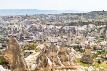 Travel to Turkey - above view of Goreme town in Cappadocia in spring