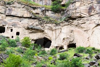 Travel to Turkey - ancient cave houses in Ihlara Valley of Aksaray Province in Cappadocia in spring