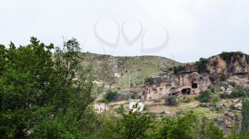 Travel to Turkey - old cave houses in Ihlara Valley of Aksaray Province in Cappadocia in spring