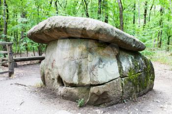 tour to Shapsugskaya anomalous zone - big Shapsugsky Dolmen in Abinsk Foothills of Caucasus Mountains in Kuban region of Russia
